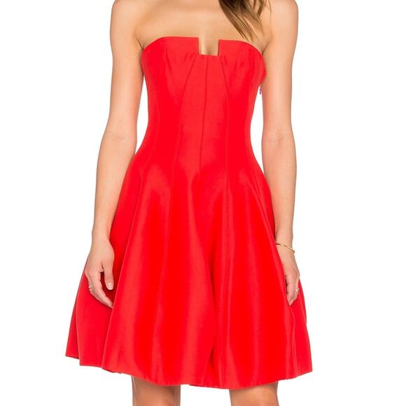 Halston Heritage Strapless Red Mini Dress | Size 2 - Picture 7 of 7